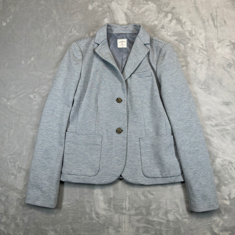 Gap Blazer Womens 4 Blue The Academy Blazer Striped Knit Two Button Jacket